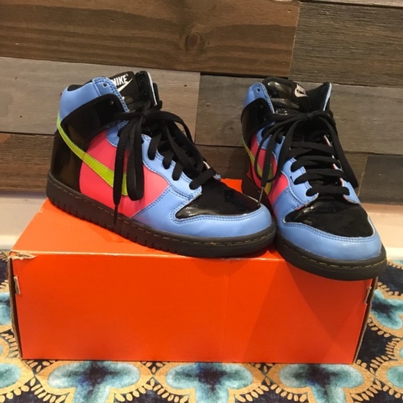 black blue and pink nikes